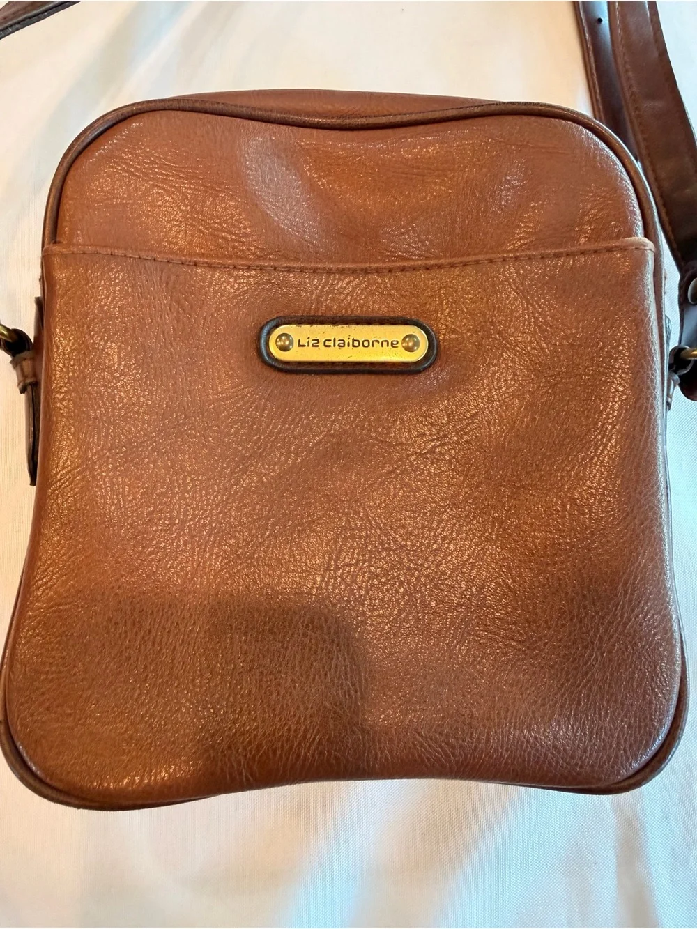 Vintage Liz Claiborne Brown Leather Satchel Messenger Crossbody Blazer Bag